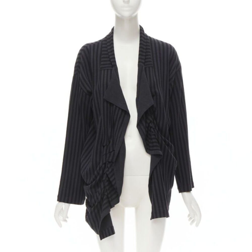 Comme des Garcons striped wool draped front jacket